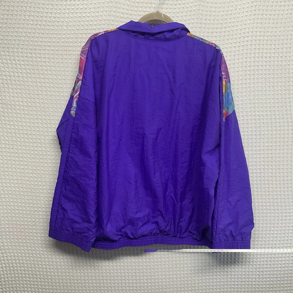 Vintage 90s‎ Jump Women's Blue Purple Colorblock Geometric Windbreaker Jacket L
